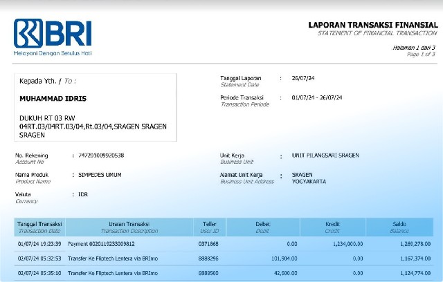 Syarat Membuat Rekening Koran BRI
