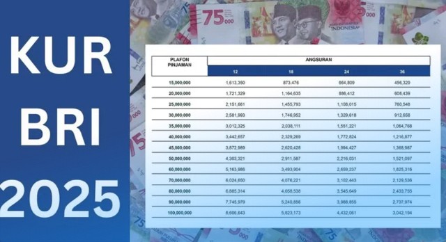 Tabel KUR BRI 150 Juta